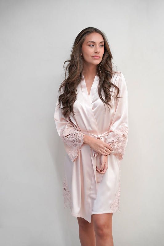 Bata de Satín Soft Pink