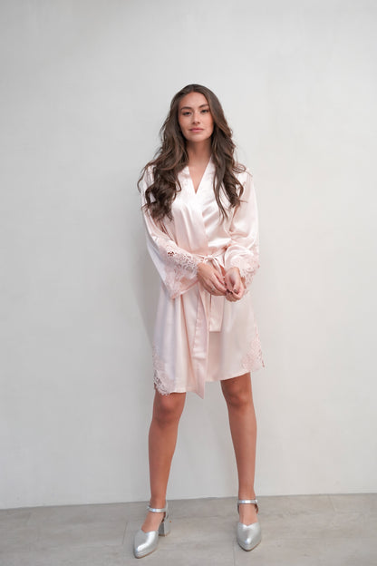Bata de Satín Soft Pink