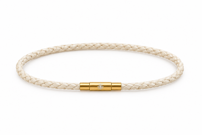 Brazalete Cuero Blanco Gold