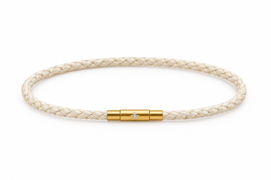 Brazalete Cuero Blanco Gold
