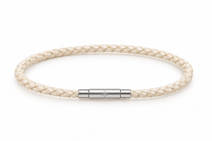 Brazalete Cuero Blanco Silver