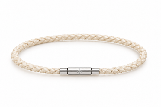Brazalete Cuero Blanco Silver